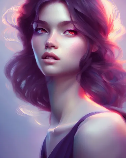 Prompt: portrait of a beautiful girl, flowy hair, cinematic lighting, highly detailed, digital painting, trending on artstation, pixiv, concept art, sharp focus, illustration, art by ross tran and wlop