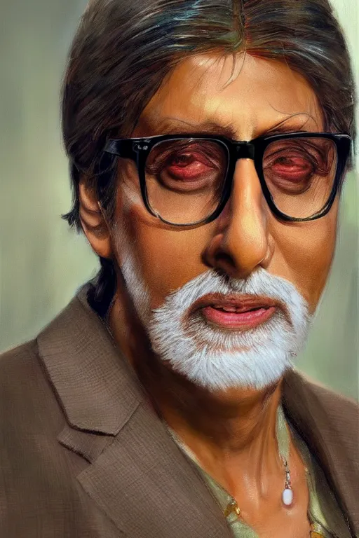 Image similar to Amitabh Bachchan, closeup character portrait art by Donato Giancola, Craig Mullins, digital art, trending on artstation