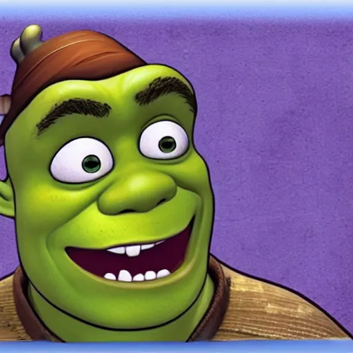 Image similar to shrek fromthe marvelous misadventures of flapjack, very detailed face