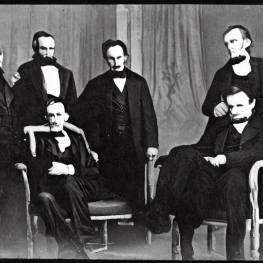 Prompt: Abraham Lincoln in a Finnish Death Metal band