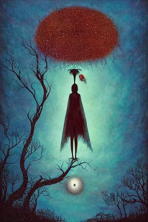 Image similar to surreal neil gaiman's sandman, dream, nostalgia for a fairytale, magic realism, goth flowerpunk, mysterious, vivid colors, by andy kehoe, amanda clarke