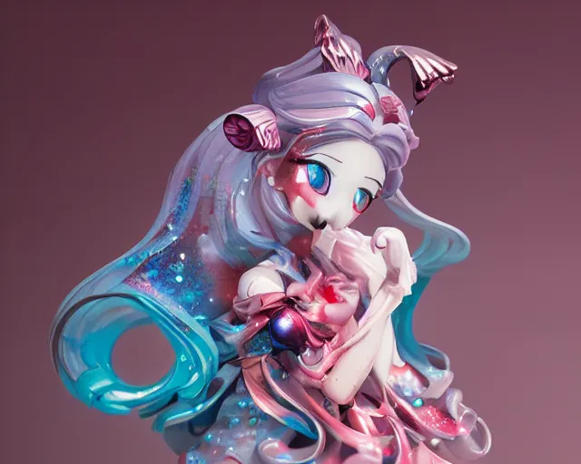 Image similar to James Jean isolated magical girl vinyl figure, figure photography, holographic undertones, glitter accents on figure, anime stylized, high detail, ethereal lighting - H 640