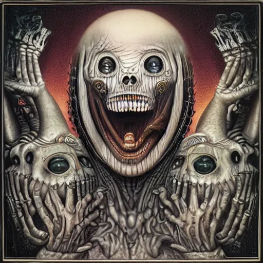 Image similar to album cover art, by mark ryden, by hr giger, hd, hyper detailed, 4 k