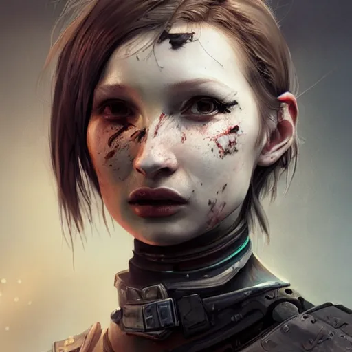 Image similar to emily browning portrait, dystopia core, apocalyptic, armor, warrior, dramatic, sharp focus, fiction, neon, fantasy, hyper detailed, digital art, trending in artstation, cinematic lighting, studio quality, smooth render, unreal engine 5 rendered, octane rendered, art style and nixeu and wlop and krenz cushart