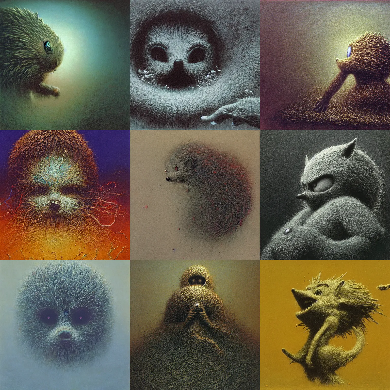 Prompt: sonic the hedgehog by beksinski and Ivan Marchuk