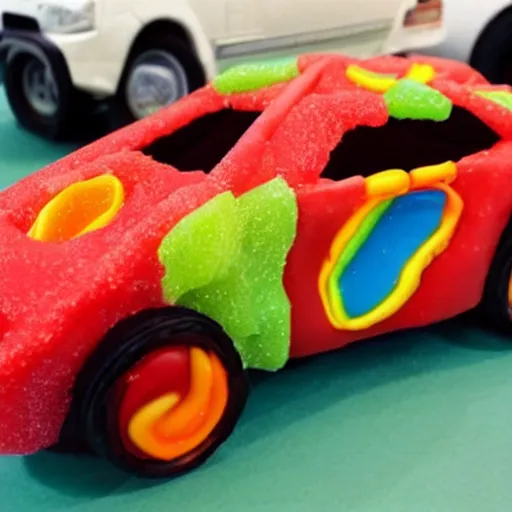 Prompt: a car made out of candy