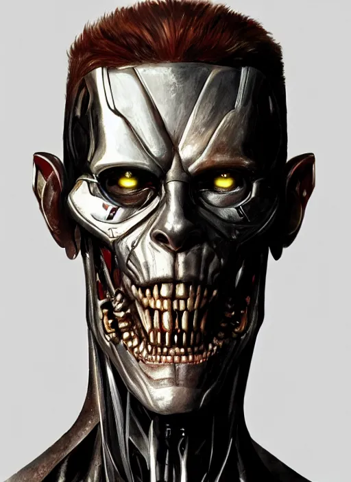 Image similar to willem dafoe as victor stone, full concept, cyborg, borg, strogg, face of a man, terminator, flesh, quake strogg, doom demon, wolfenstein, monstrous, powerful, symmetry, symmetrical, concept art by ruan jia and greg rutkowski