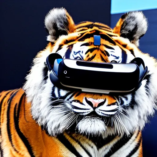 Image similar to a tiger wearing a vr headset