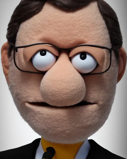 Image similar to mariano rajoy as a muppet. highly detailed felt. hyper real photo. 4 k.