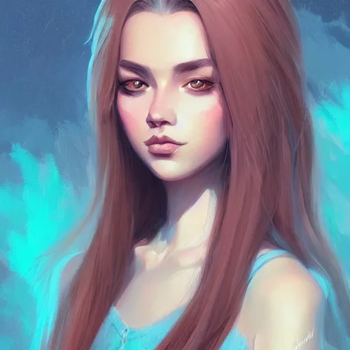Image similar to portrait of a beautiful girl, portrait, long hairs, elegant, highly detailed, digital painting, artstation, concept art, sharp focus, illustration, art by loish
