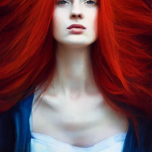 Image similar to “redhair woman portrait, style renacentist, painting, young, sharp focus”