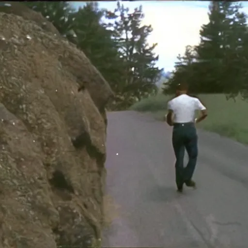 Image similar to Found footage of Obama chasing a hiker, 1986