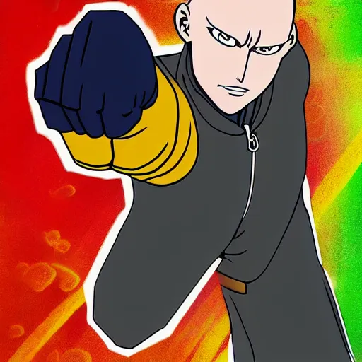 Prompt: saitama punching a new dimension into existence, digital art