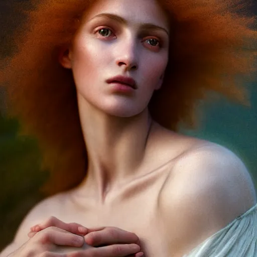 Prompt: photographic portrait of a stunningly beautiful renaissance expressionist female in soft dreamy light at sunset, contemporary fashion shoot, by edward robert hughes, annie leibovitz and steve mccurry, david lazar, jimmy nelsson, breathtaking, 8 k resolution, extremely detailed, beautiful, establishing shot, artistic, hyperrealistic, beautiful face, octane render