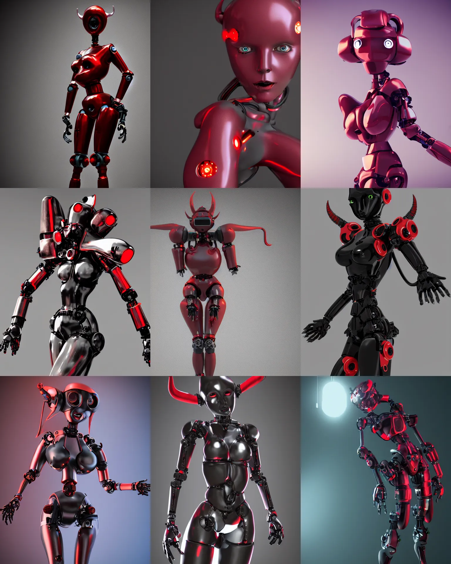 Prompt: devil girl robot, octane render