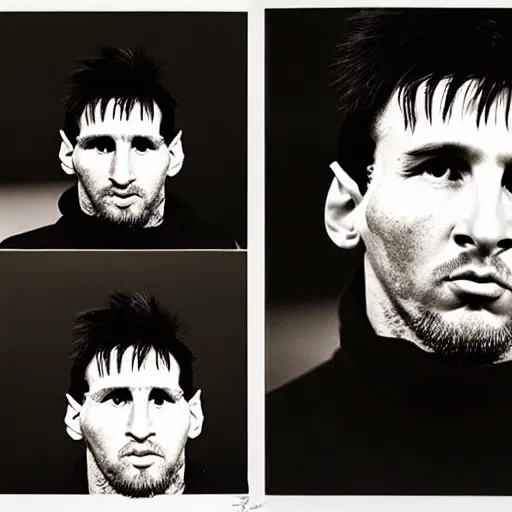 Image similar to a portrait of lionel messi by nobuyoshi araki