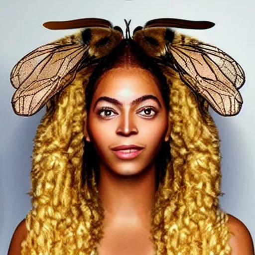 Image similar to bee with human face resembling beyonce