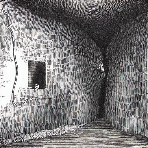 Image similar to anti - victorian cavern of the virtual porous electrical soul punishment maelstrom