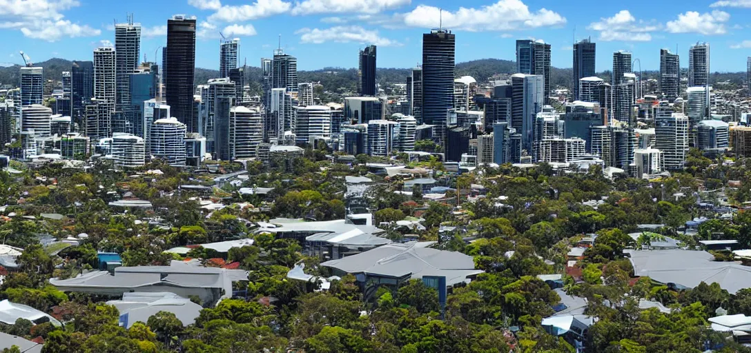 Image similar to Brisbane city panoramic shot ghibli style