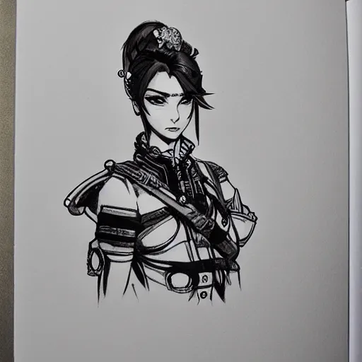 Image similar to beautiful portrait of a female minion wearing a fancy naval uniform, concept art by yoji shinkawa, felt tip pen, intricate detail, sharp focus, illustration