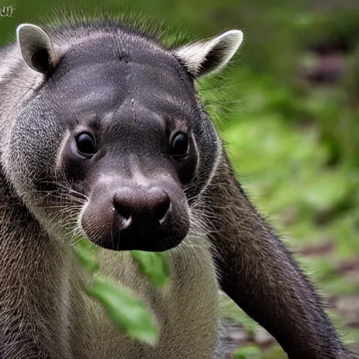 Image similar to photo of a hippopotamus raccoon hybrid