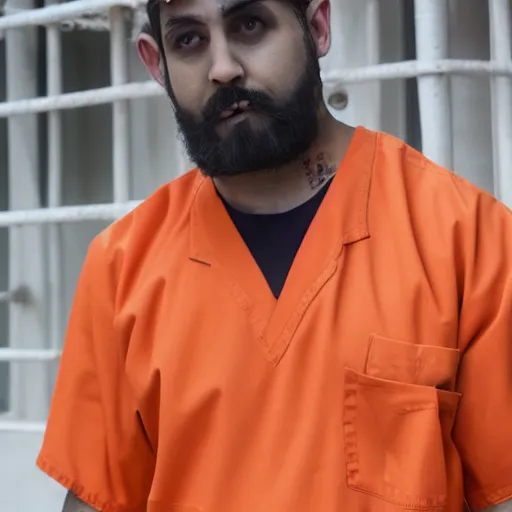 Image similar to bull disguised as orange inmate clothes