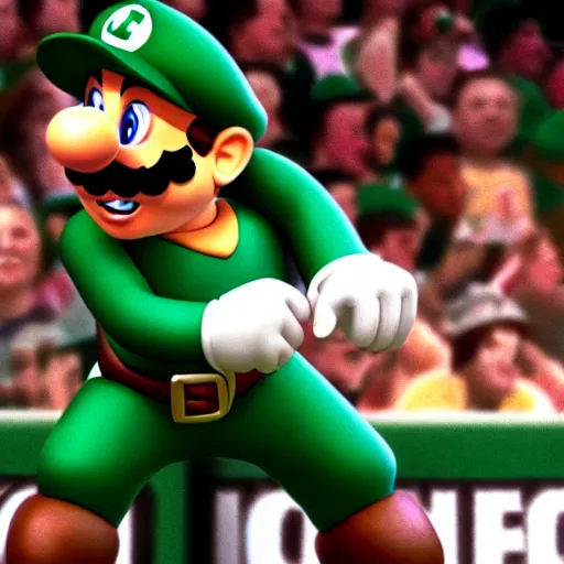 Image similar to realistic super mario playing for the boston celtics