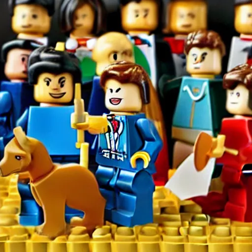 Image similar to a picture of a pastor preaching to his congregation, in the style of LEGO, standing behind a puplit highly detailed