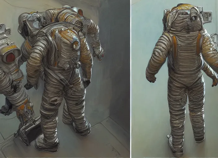 Image similar to Character front and back view of Astronaut by Donato Giancola, Trending on artstation and pixiv