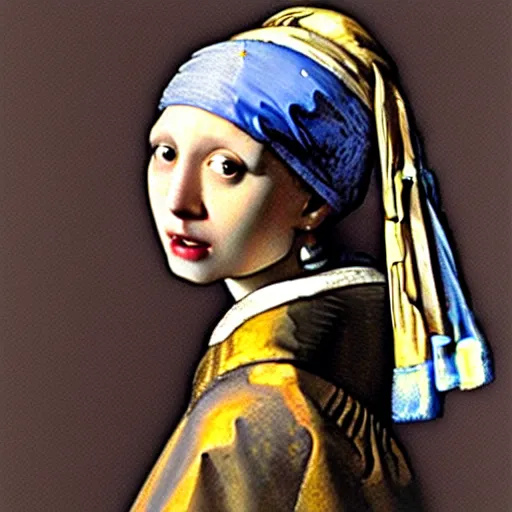 Image similar to girl with a pearl earring by johannes vermeer, as a vampire