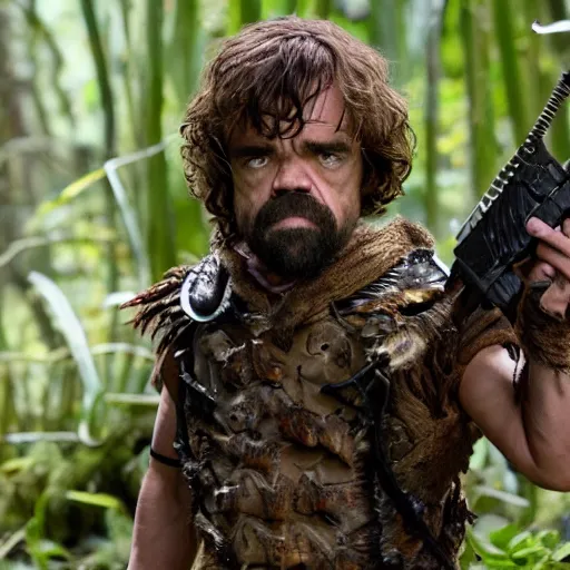 Image similar to peter dinklage as predator