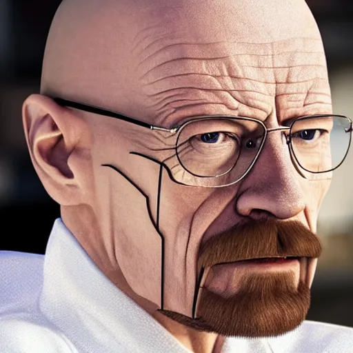 Image similar to Live Action Still of Walter White without a beard or facial hair, with no facial hair and completely clean shaven, with no beard, no beard, no facial hair, clean shaven, real life, hyperrealistic, ultra realistic, realistic, highly detailed, detailed, very detailed, cool, ultra detailed, very realistic, trending on artstation, epic, HD quality, 8k resolution, body and headshot, film still, real, detailed face, very detailed face, real life