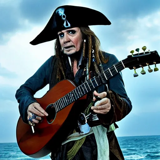 Prompt: davy jones pirates of caribbean playing guitar