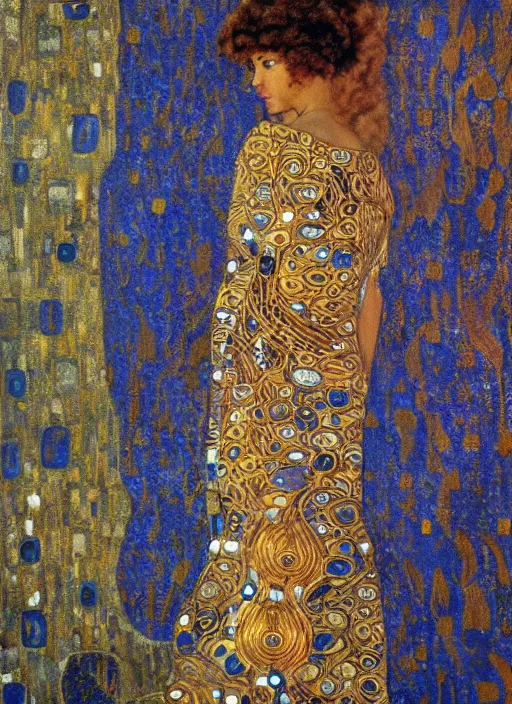 Image similar to oil painting highly detailed art nouveau zendaya, gustav klimt