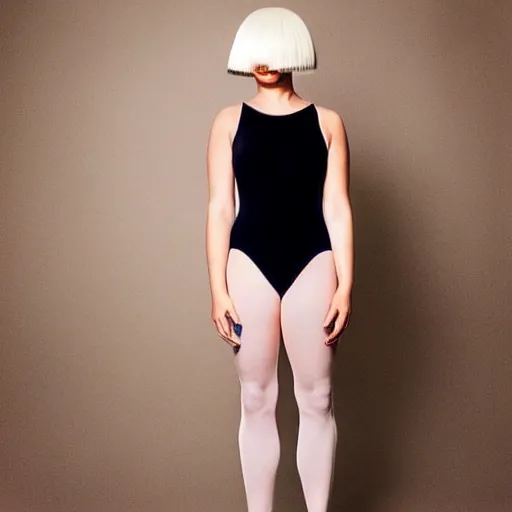 Prompt: sia furler wearing a leotard full body photoshoot