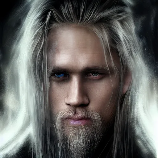 Image similar to charlie hunnam, sephiroth, darkwave, darksynth character portrait, sharp, digital matte painting, art by luis royo, greg rutkowski, wlop, dramatic lighting, trending on artstation