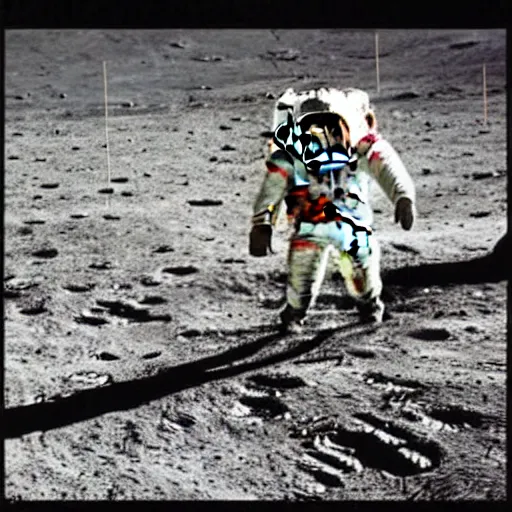 Prompt: astronaut planting a ussr flag on the moon in 1 9 6 9