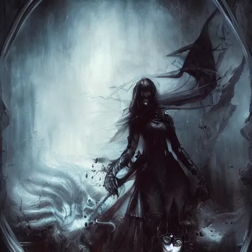 Prompt: gothic horror by raymond swanland, highly detailed, dark tones