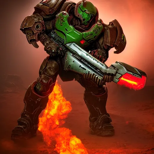 Image similar to doom slayer from doom eternal, photography