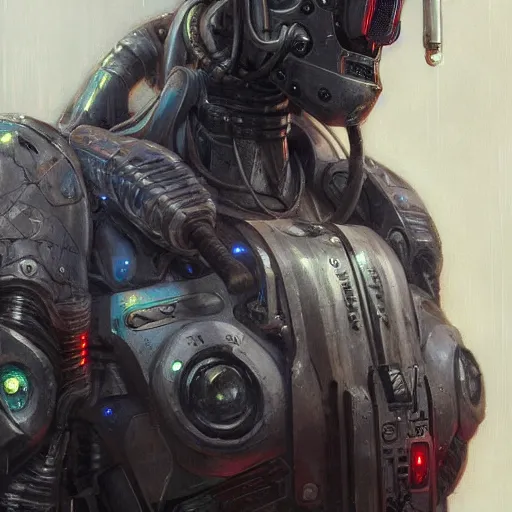 Image similar to robot as a realistic scifi cyberpunk knight, closeup portrait art by donato giancola and greg rutkowski, vintage retro scifi, realistic face, digital art, trending on artstation, symmetry!!!