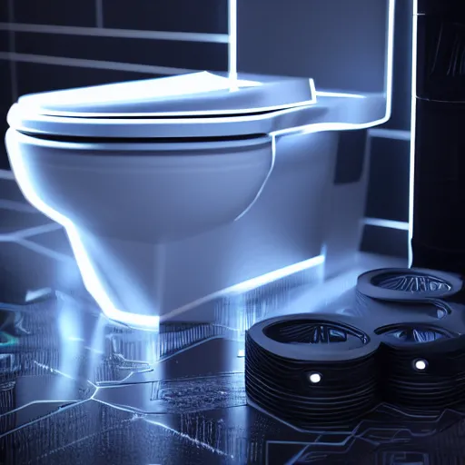 Image similar to Gaming Toilet with RGB, raytracing, 40nm lens, shallow depth of field, split lighting, 4k,