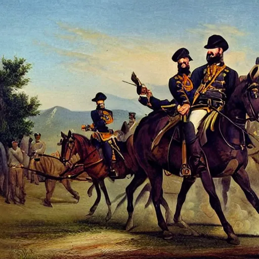 Prompt: cavalry of Robert E Lee, american civil war style painting (1862)