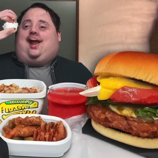 Image similar to obese harrisson ford mukbang