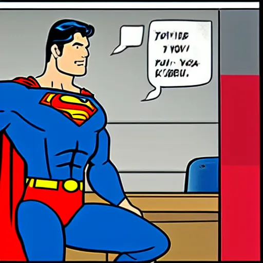 Image similar to superman doing office work