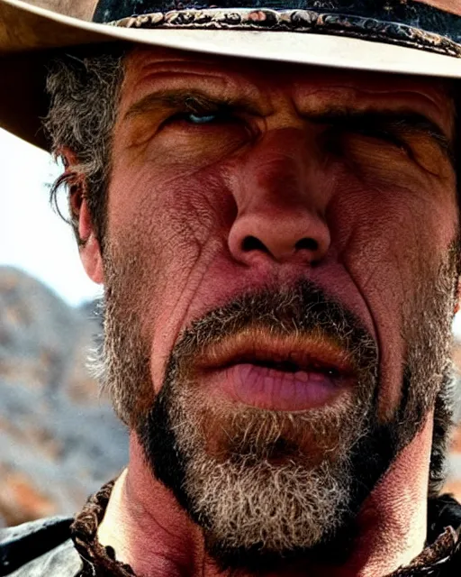 Image similar to film still close up shot of ron perlman in the movie a fistful of dollars. photographic, photography