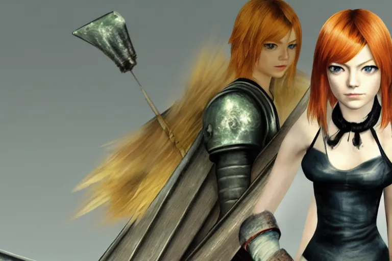 Image similar to Emma Stone in Final Fantasy VII