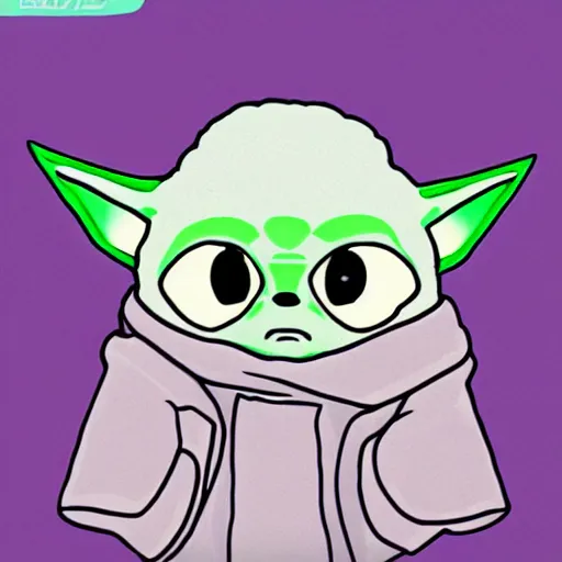 Image similar to kawaii yoda, 2d, lineart, trending on deviantart