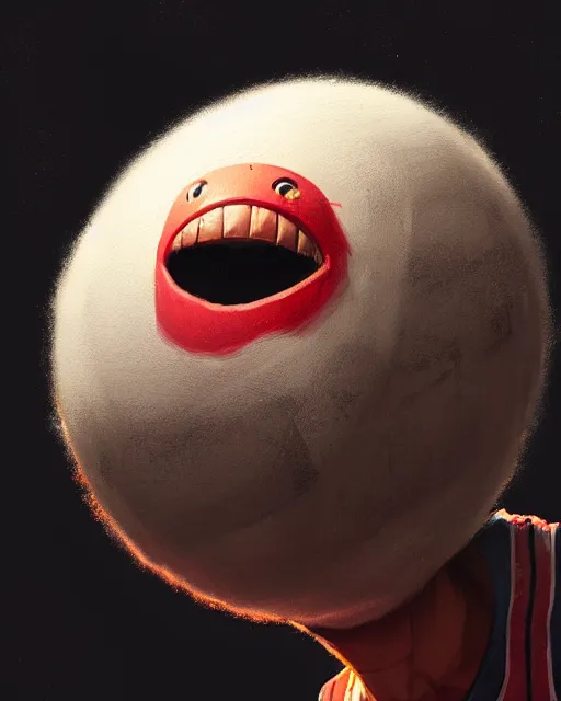 Image similar to highly detailed vfx portrait of a character of a basketball ball monster stephen bliss, chalk, unrealengine, greg rutkowski, loish, rhads, beeple, makoto shinkai and lois van baarle, ilya kuvshinov, rossdraws, tom bagshaw,