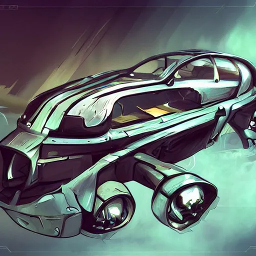 Image similar to dishonored art style retrofuturism car concept, deponia art style