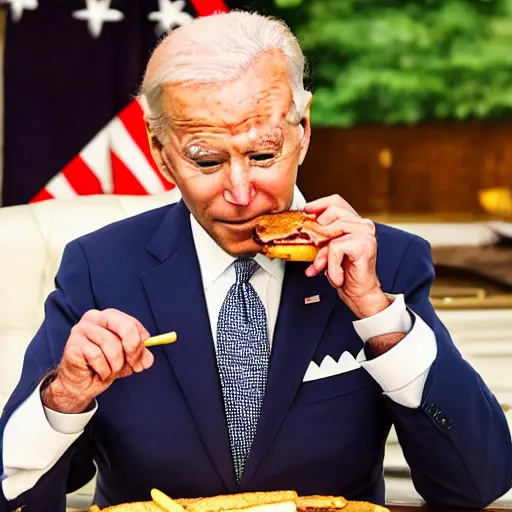 Image similar to Biden eating McDonald's burger